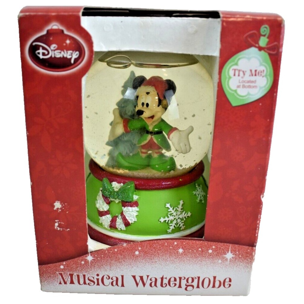 Disney Minnie Mouse Musical Waterglobe Snowglobe Jingle Bells NIB